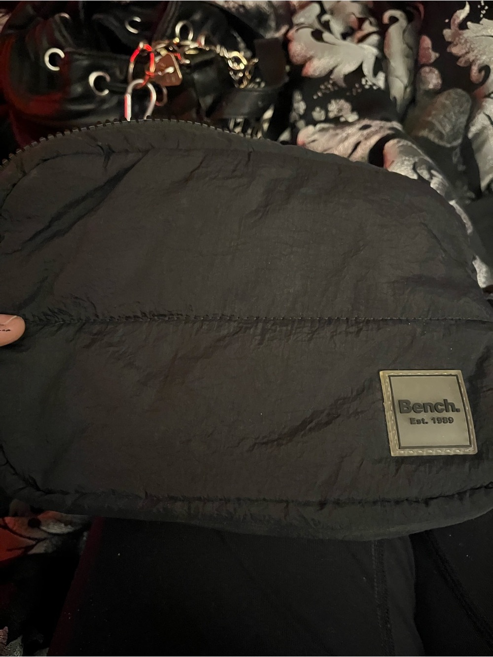 Bench Black Quilted Crossbody Pouch